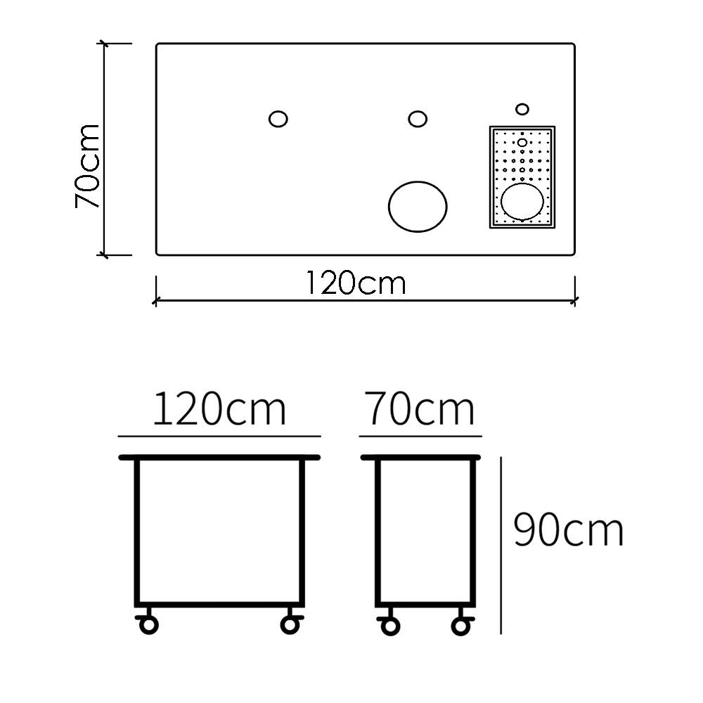 120*70-Marine Board Top with Integrated Cup Washer & Cable Management Opening