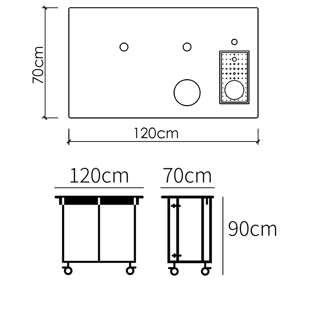 120*70-Marine Board Top with Integrated Cup Washer & Cable Management Opening